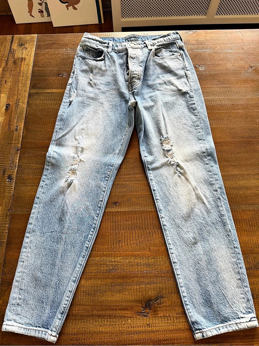 Lucky Brand Drew High Rise Mom Jeans Distressed Blue Size 6/28 Ankle
